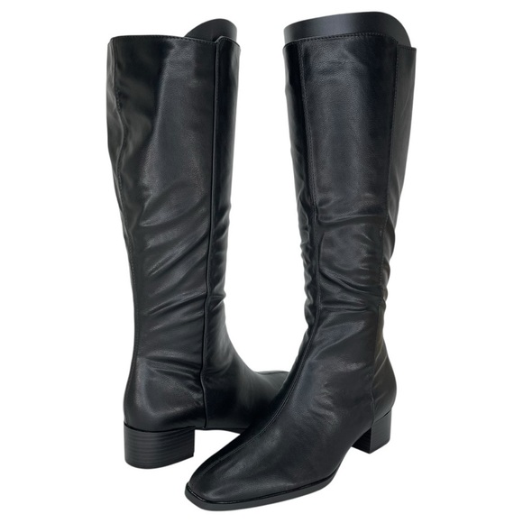 Journee Collection Shoes - Journee Collection Devri Black Faux Leather Knee High Womens Boots Size 9M